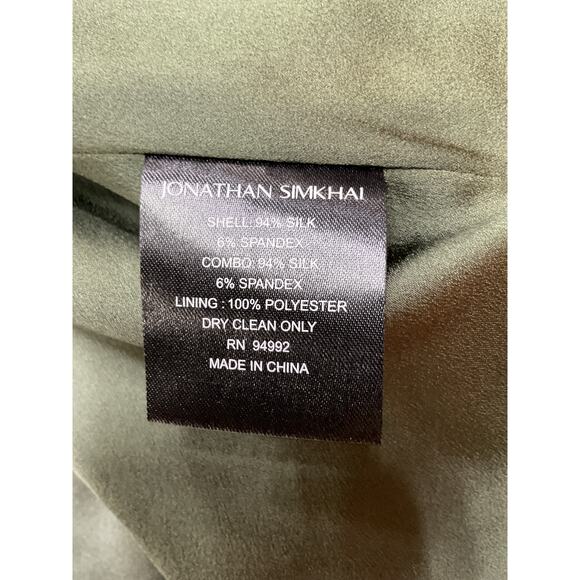 Simkhai Belted Silk-Charmeuse Olive Seline Jacket Size XS - Picture 5 of 6